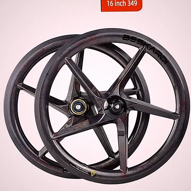 16 Inch 349 5 Spokes Folding Bicycle Carbon Wheelset 3 7 Speed Rim Brake Wheels
