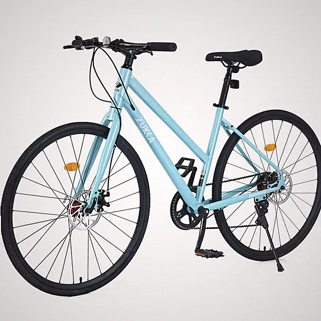 7 Speed Hybrid Bike Disc Brake 700C Road Bike for Men Women's City Bicycle-Blue