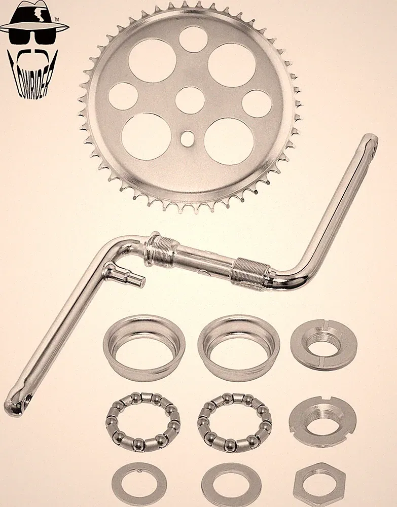 ORIGINAL L.R Lucky 7 BMX Crank Set 6-1/2" Chrome w/46T Sprocket & Bottom Bracket