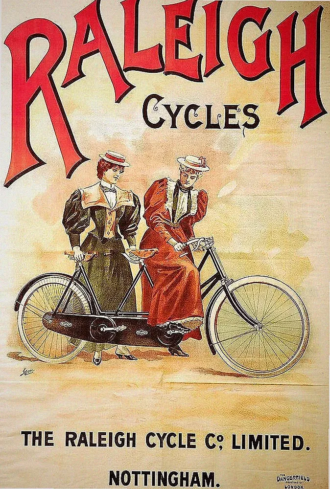 RALEIGH TANDEM BICYCLE CO. NOTTINGHAM 5X7 ADV REPRINT
